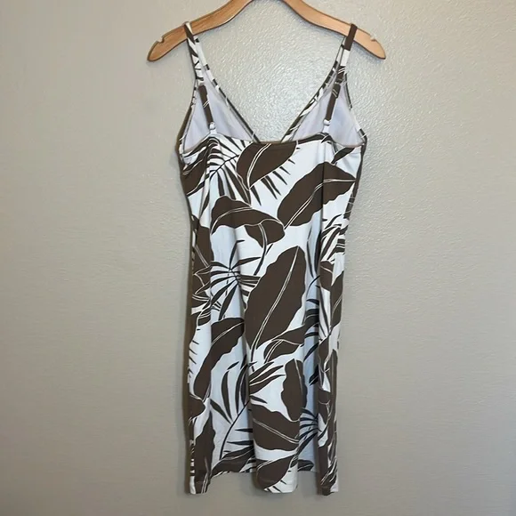 Tommy Bahama Brown White Resortwear Tropical Leaf Spaghetti Strap Dress - Picture 4 of 10